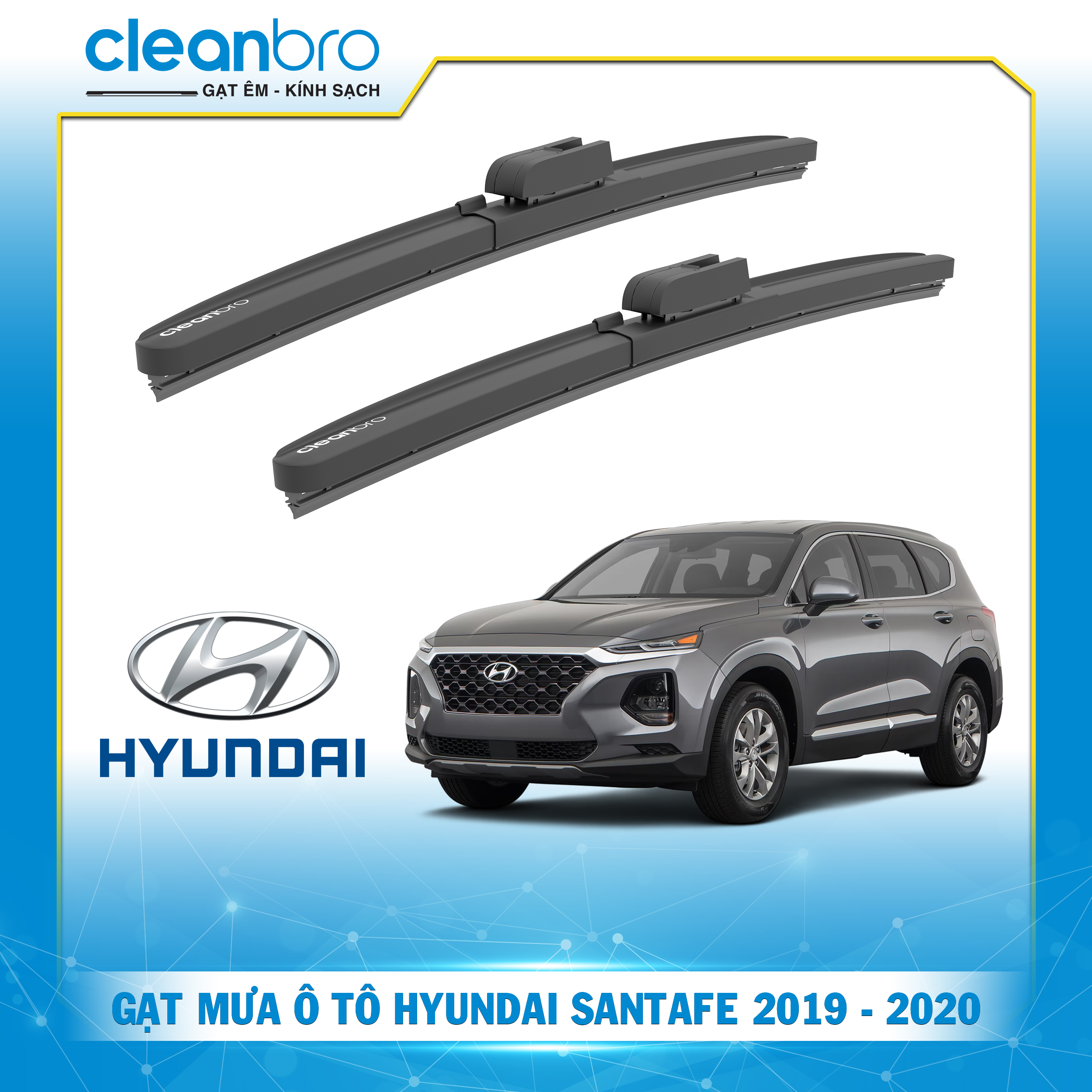 Gạt mưa ô tô hiệu ứng lá sen Hyundai Santafe [2019-2020]